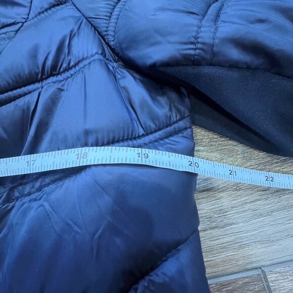 Laundry by Shelli Segal Asymettrical Packable Puffer Jacket Navy/Gold Sz L - Picture 9 of 14